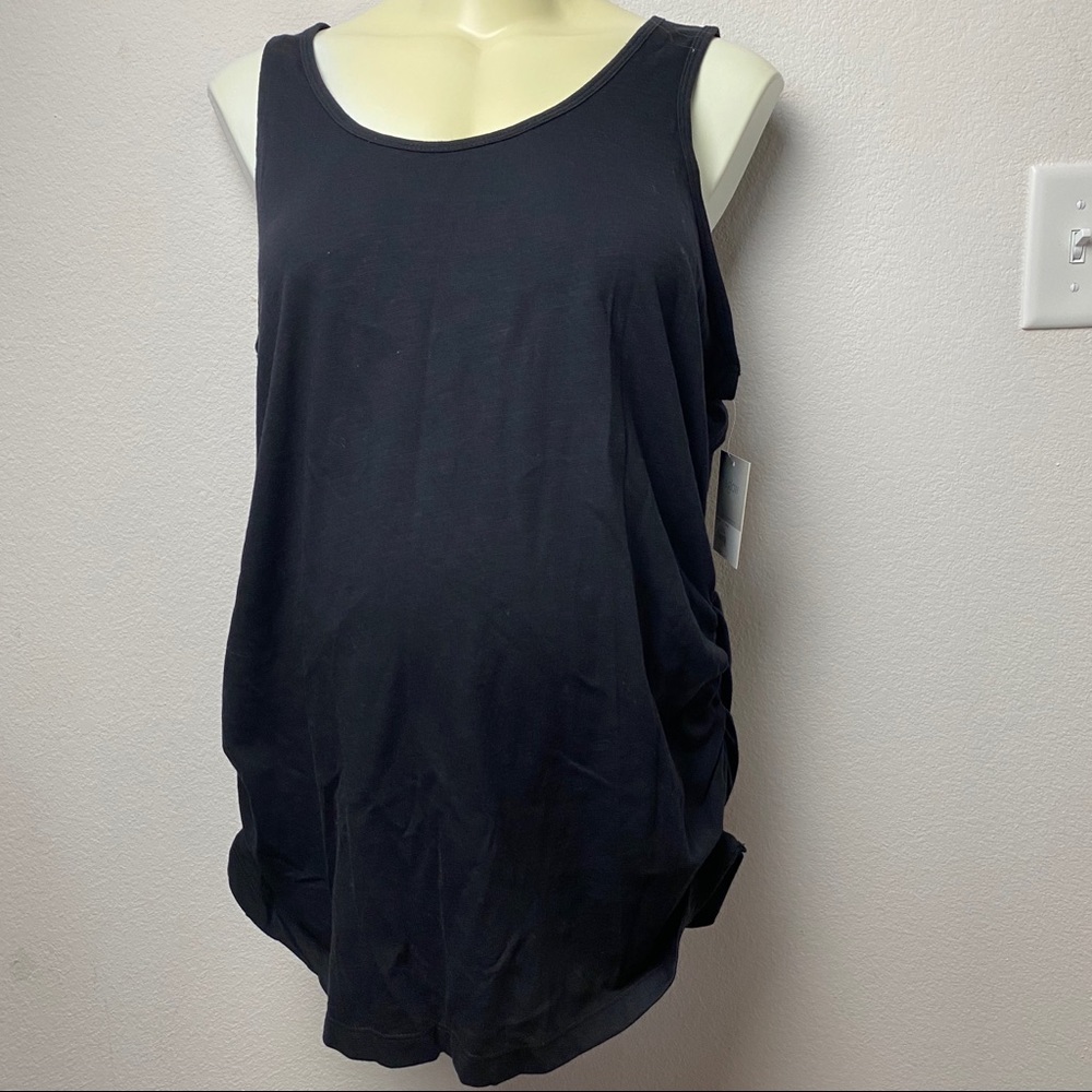 a: glow Maternity Black Side Shirred Tank Top